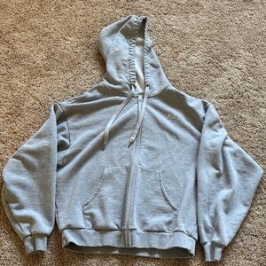 Small Alo Gray Zip-Up Hoodie Sweatshirt